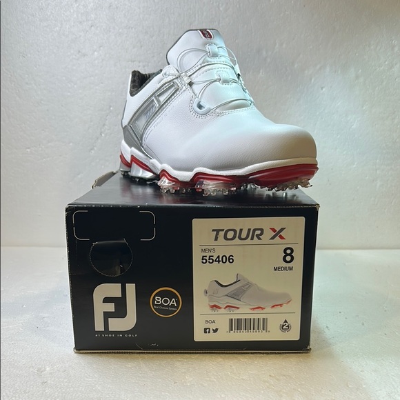 Foot Joy Tour X 55406 golf shoes white grey and red 8 M New - Picture 5 of 7